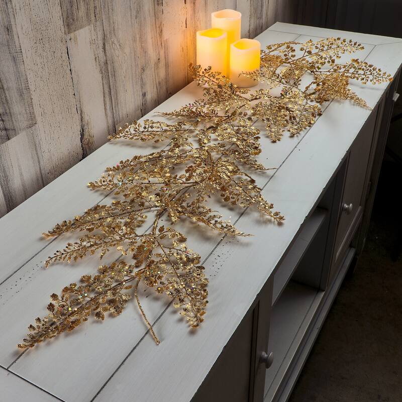 48" Glitter Sequin Maiden Hair Garland - Gold - 48-Inch