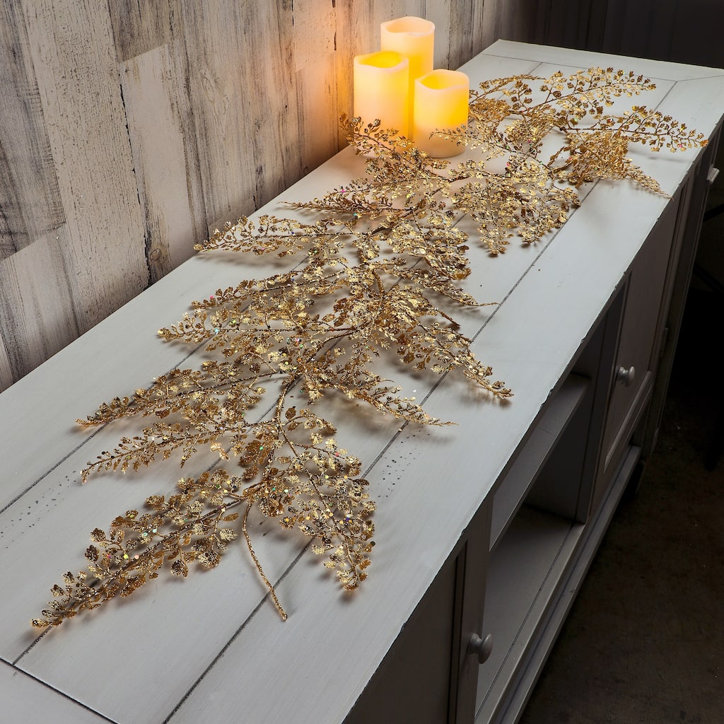 48" Glitter Sequin Maiden Hair Garland - Gold - 48-Inch