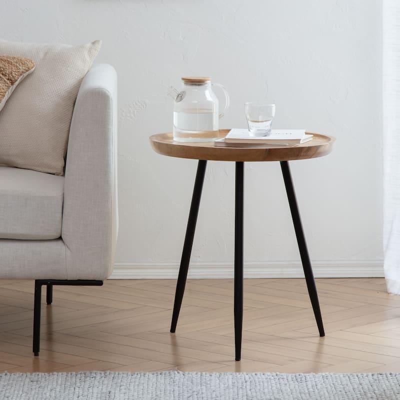 MH London Chervey Natural Mango Wood Living Room End Table - 21" x 21" x 23.50" - Natural - Wood
