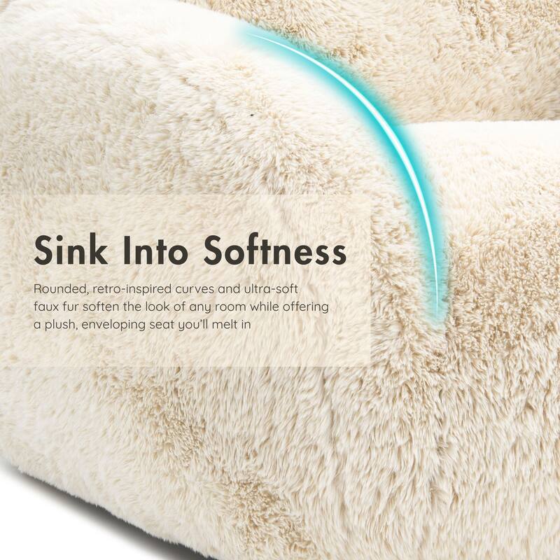 Furniture of America Cynra Modern 82-inch Faux Fur Sofa with Ball Pillow