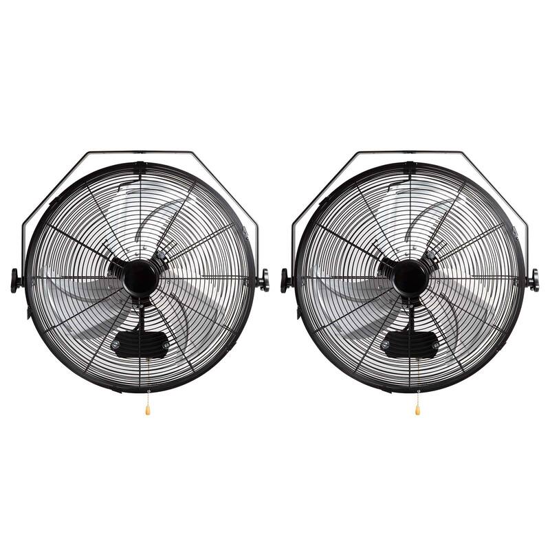 2 PCS 18 inch Manual 360-Degree Tilt Adjustment, 3-speed High Velocity Max. 4000 CFM Industrial Wall Fan for Indoor, Commercial