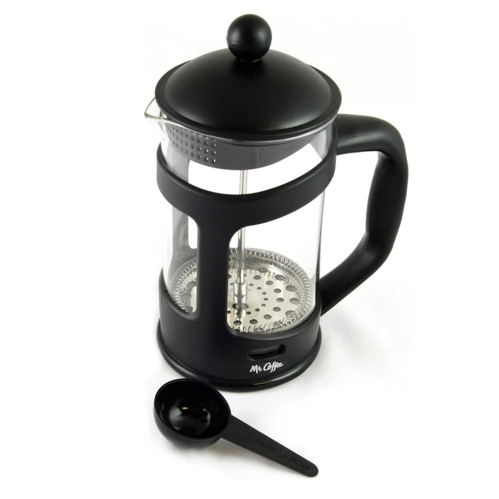 Brivio 28oz Glass French Press Coffee Maker with Stainless Steel Filter and Plastic Lid Black - 28 Ounce