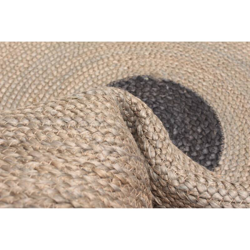 ECARPETGALLERY Braided Weave Palas Denizli Taupe Jute Rug - 4'0 x 4'0