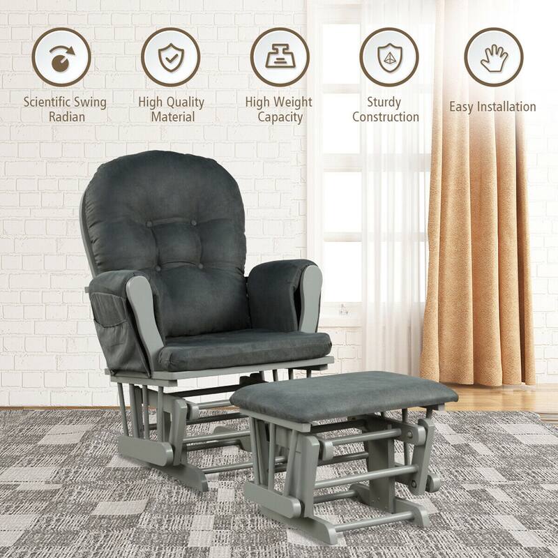 Gymax Baby Nursery Relax Rocker Rocking Chair Glider & Ottoman Set w/