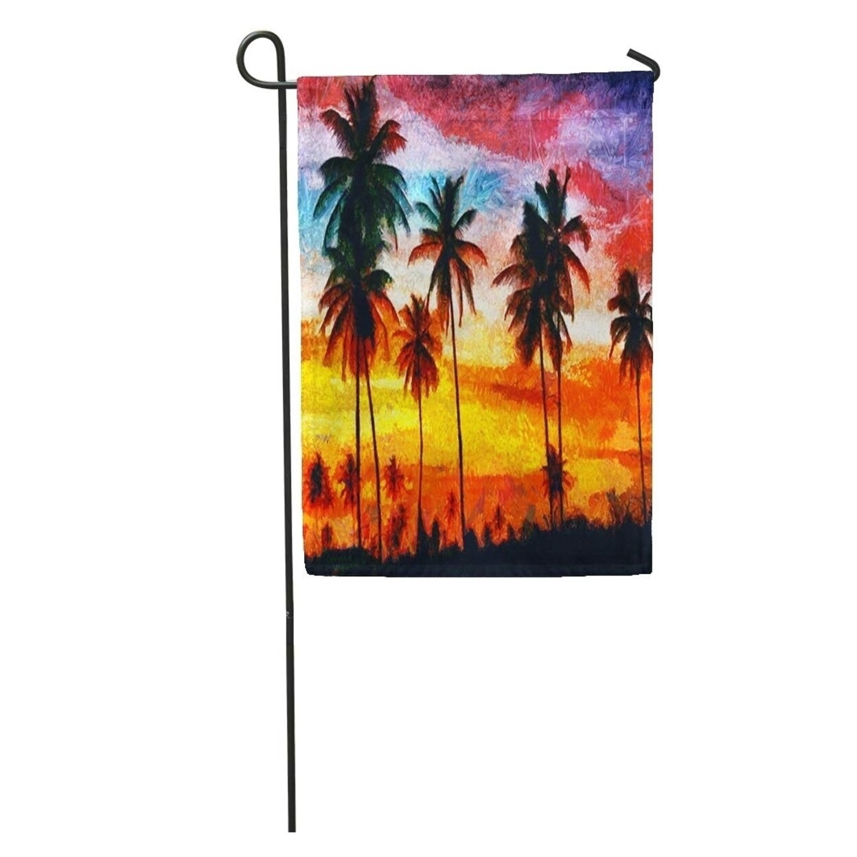 Blue Beach Palm Trees Sunset Colorful Sky Oil Painting Orange Garden Flag Decorative Flag House Banner 12x18 Inch On Sale Overstock 31327751