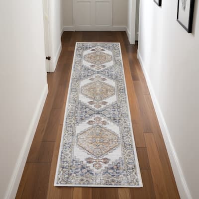 Sedaj Power Loomed Distressed Low Pile Area Rug By HomeRoots - 96' X '26' X '0.25
