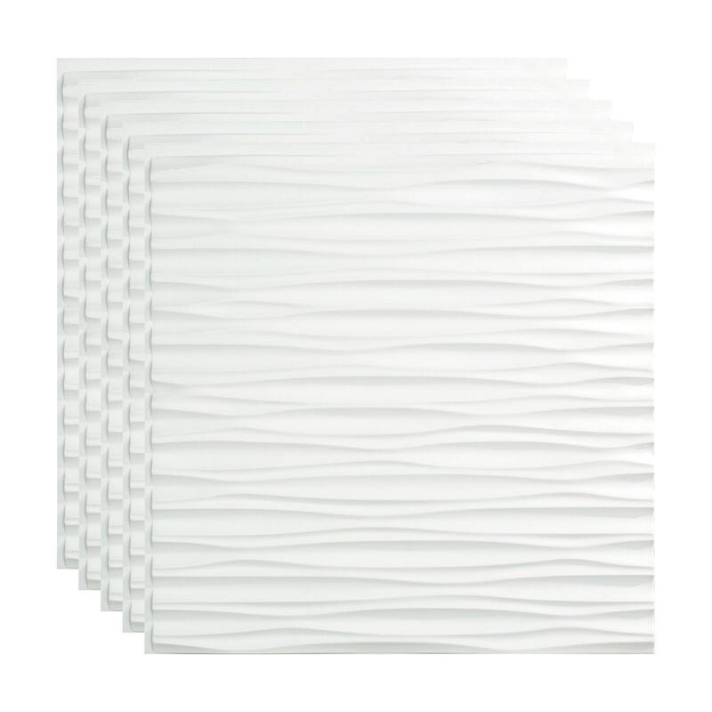 FASÄDE Dunes Horizontal Decorative Vinyl 2ft x 2ft Glue Up Ceiling Panel in Matte White (5 Pack) - 5 Pack - Matte White