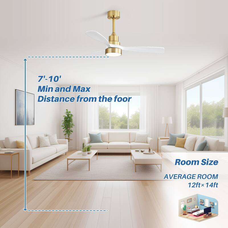 48" and 52" Integrated LED Ceiling Fan with Light and Remote, Reversible DC Motor