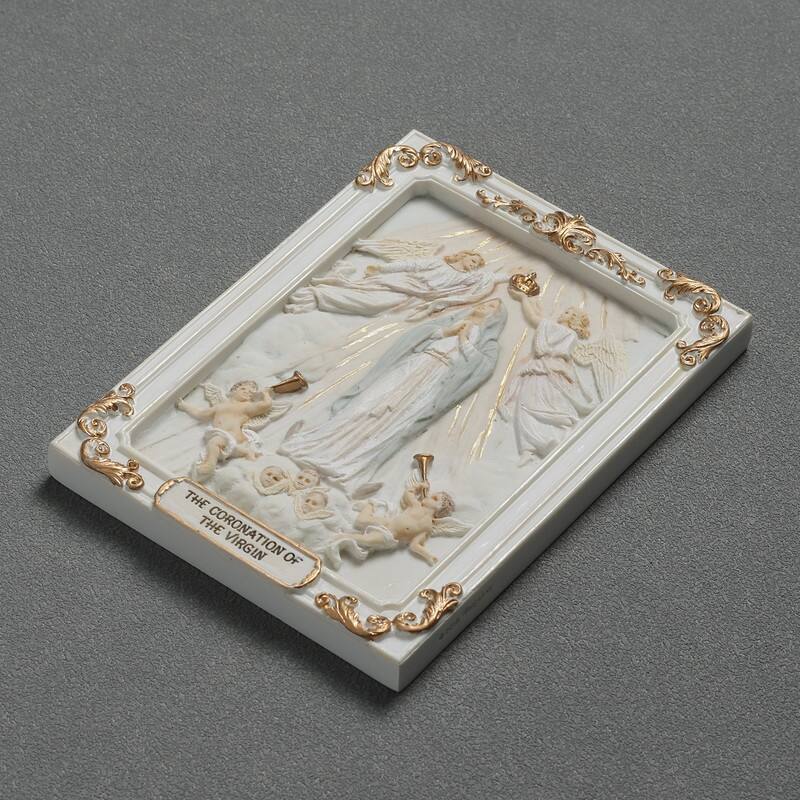 4.1 inches Length Polyresin Glorious Mysteries the Coronation of the Virgin White and Gold Finish Figurine