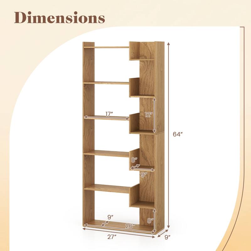 Costway 1/2 PCS 6-tier Bookshelf Tall Display Shelf with 11 Open - See Details