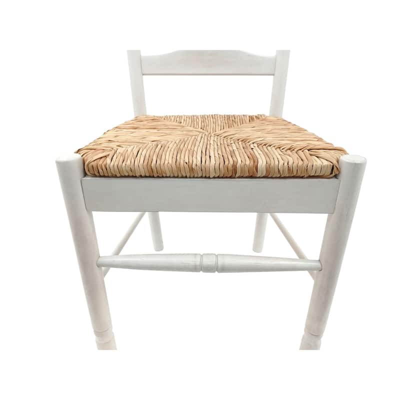 Woven Seat Solid Ladder Back Dining Chair - 38" - White