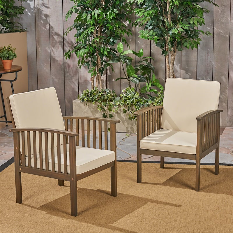 Casa Acacia Outdoor Acacia Wood Club Chairs(Set of 2) by Christopher Knight Home