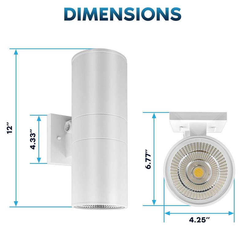 Luxrite Dusk to Dawn LED Outdoor Wall Light 12" 3CCT Wall Sconce 18/24/30W Dimmable IP65 ETL 2-Pack