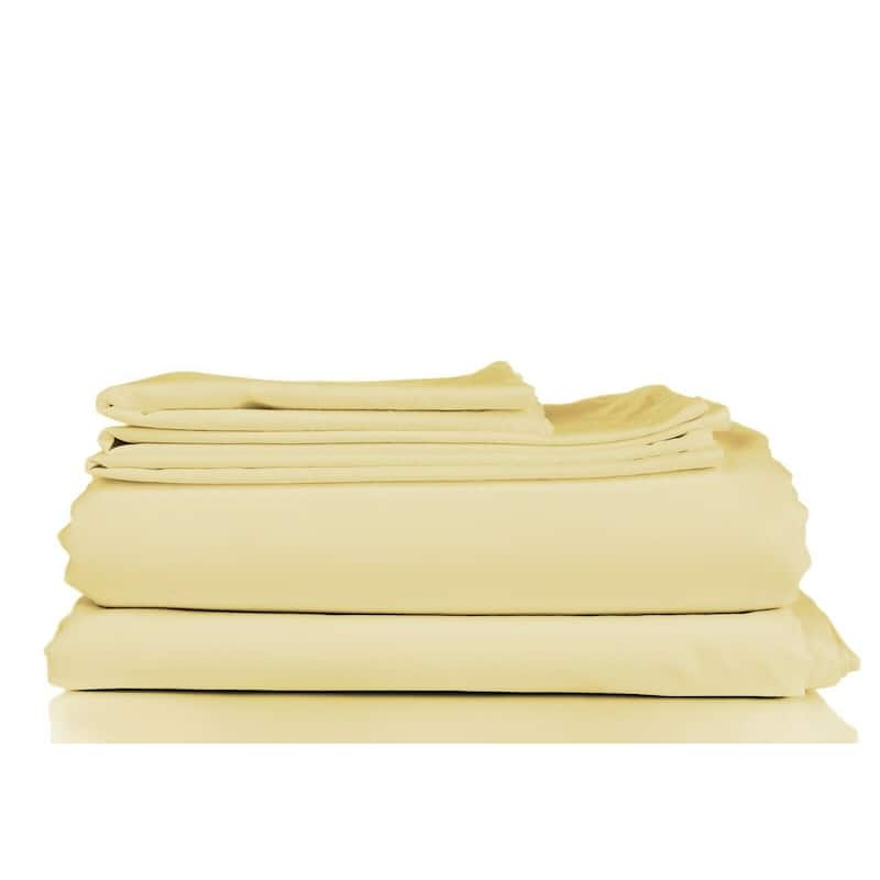 1800TC Soft Microfiber 4-piece Deep-pocket Bed Sheet Set - Cream - Full