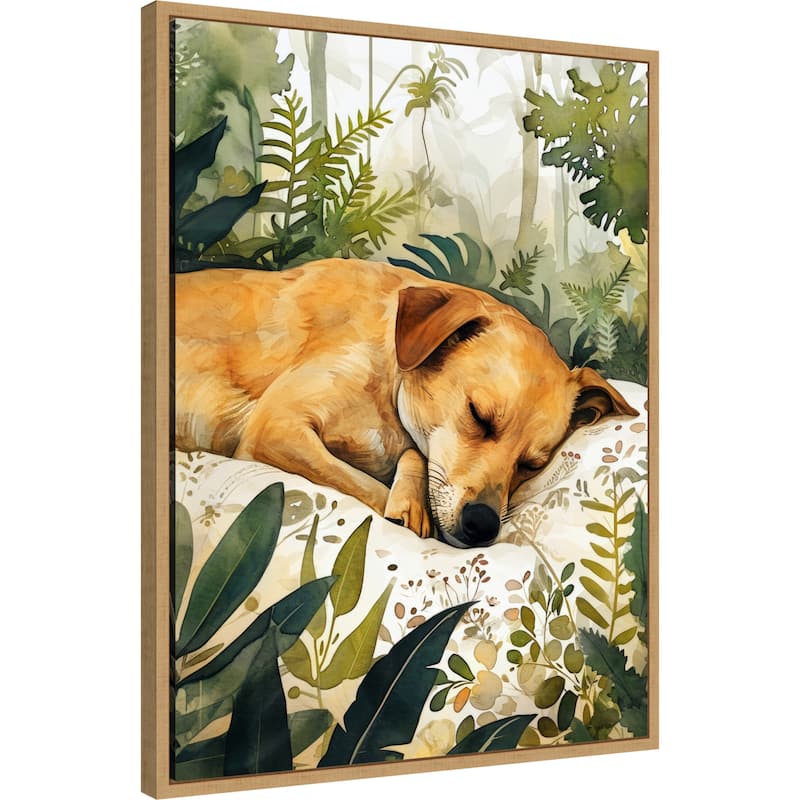 Dogs Life Pillow Time by Justyna Jaszke Framed Canvas Wall Art