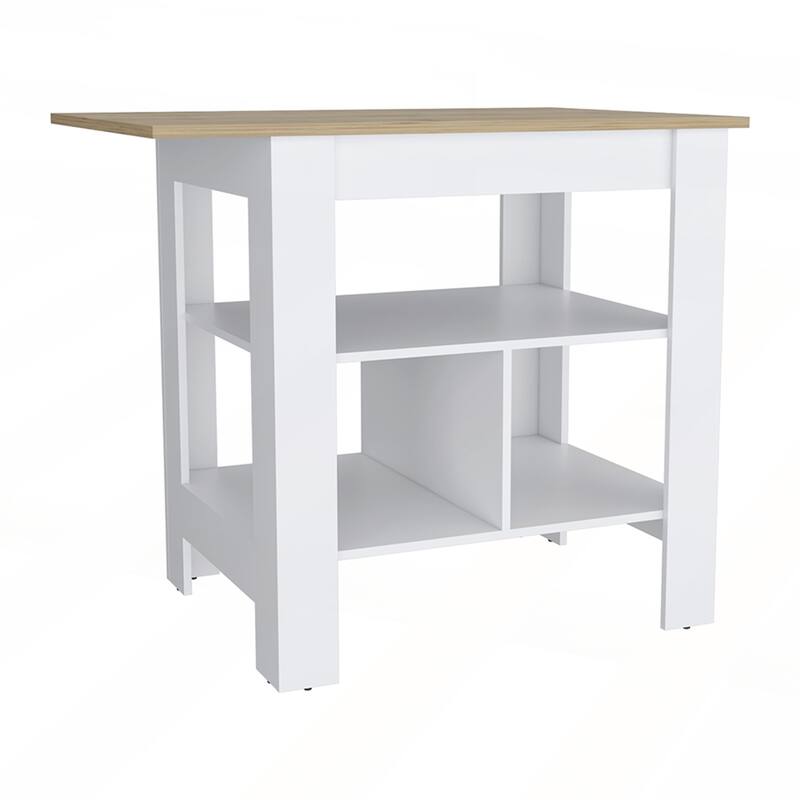 Modern Kitchen Island with Wide Top Storage Shelves