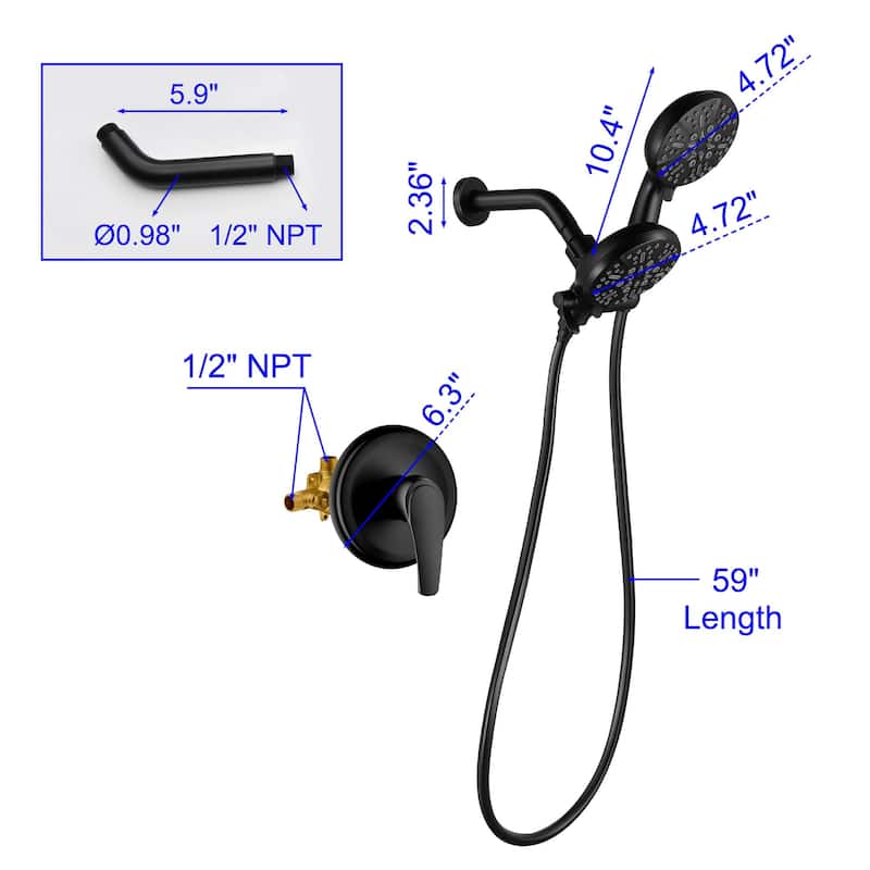 Wall Mount Shower System With Handheld Showerhead & Rain Shower Combo