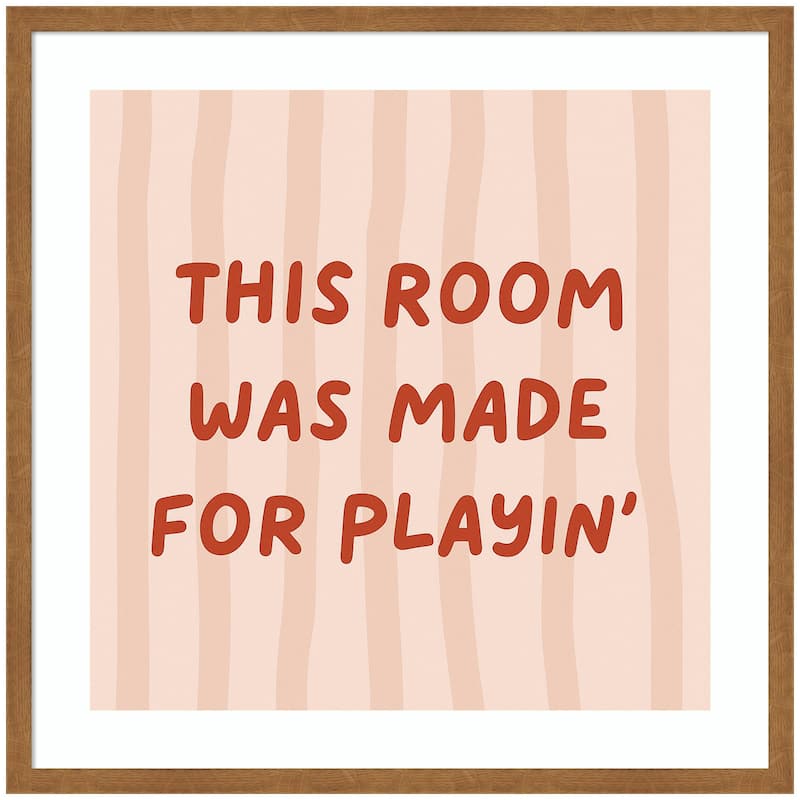 Kate and Laurel This Room Was Made For Playing Square by Laura Moss Framed Wall Art Print - 25x25 - Natural