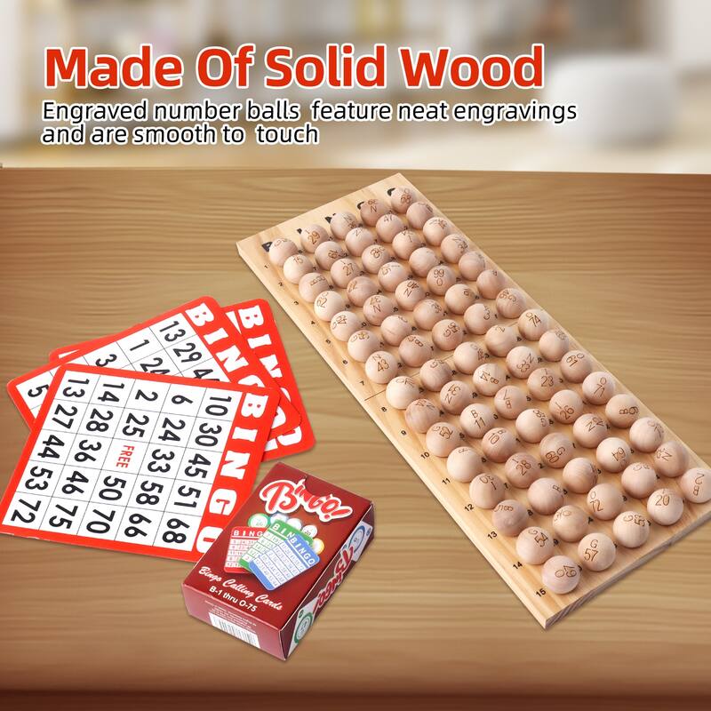 GSE™ 7/8Inch Wooden Bingo Balls Set. Replacement Bingo Balls for Large