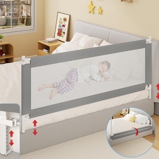 Toddler Bed Rail with Detachable Guardrail & Safety Strap