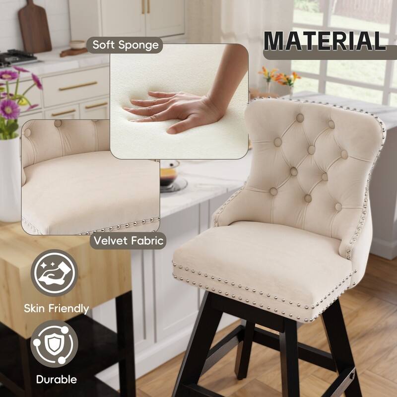 Swivel Velvet Leisure Style Bar stools Set of 8