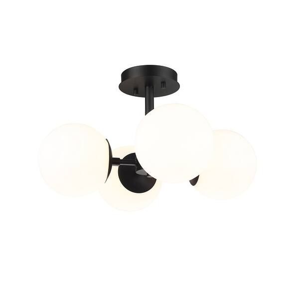slide 2 of 5, Midnetic 4 Light 18 inch Matte Black Semi-Flush Mount Light