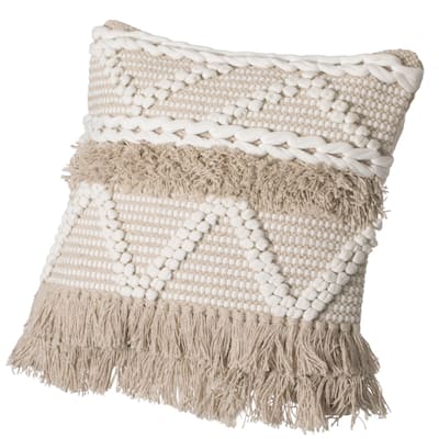 16" Handwoven Cotton Throw Pillow Cover