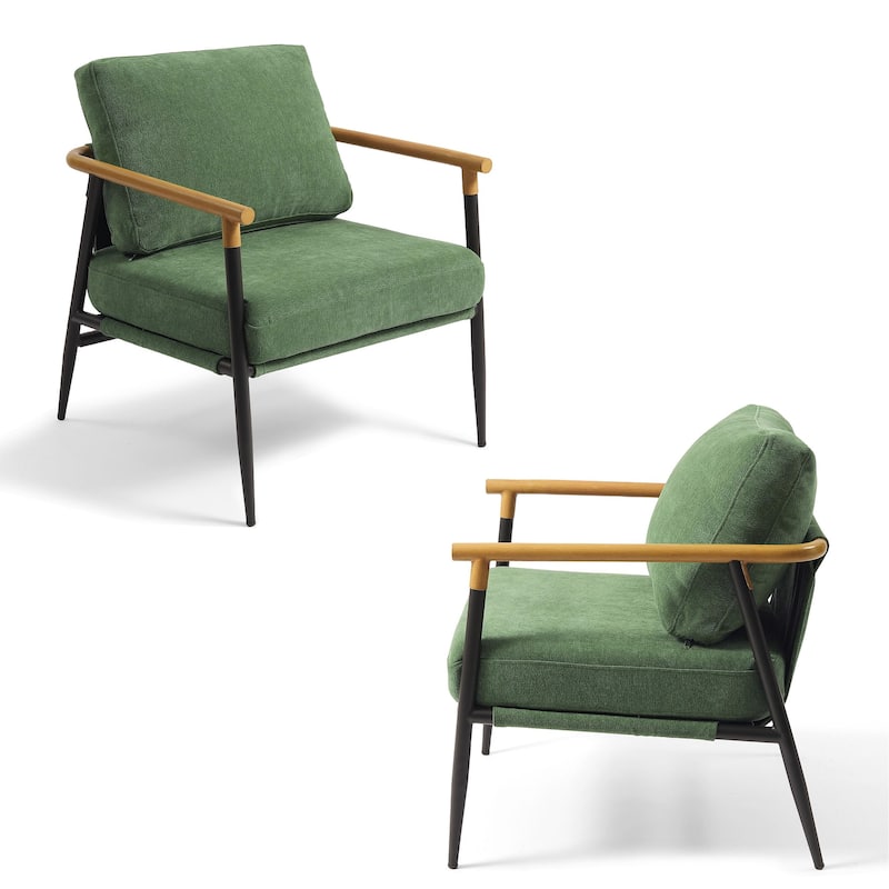 Modern Industrial Metal Frame Upholstered Accent Chair Armchair