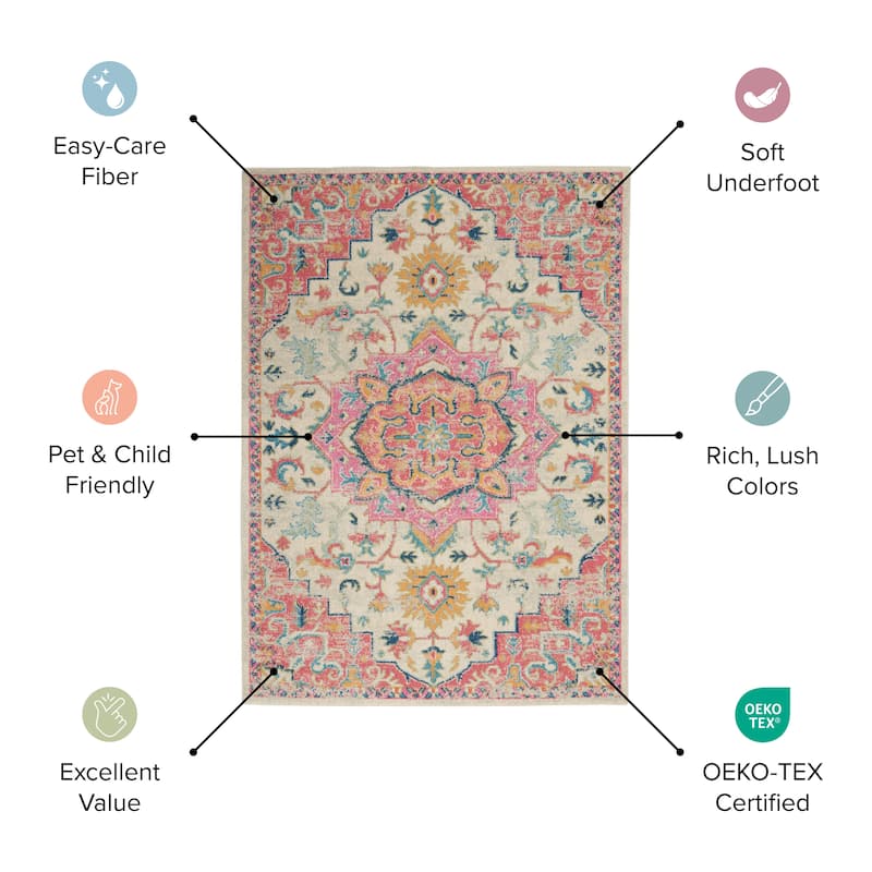 Nourison Cayuga Transitional Ivory/Multi Medallion Area Rug