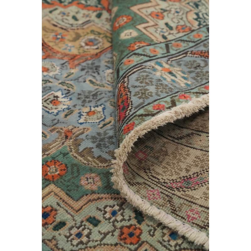 Hand Knotted Oriental 100% Wool Carpet Traditional Floral Navy Blue & Blues Tabriz Area Rug - 6' 1'' X 4' 7''