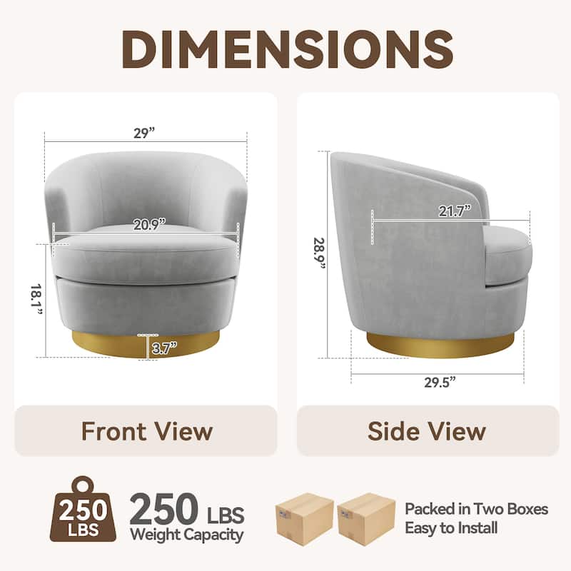 360 Degree Velvet Swivel Club Chair, Soft & Comfotable