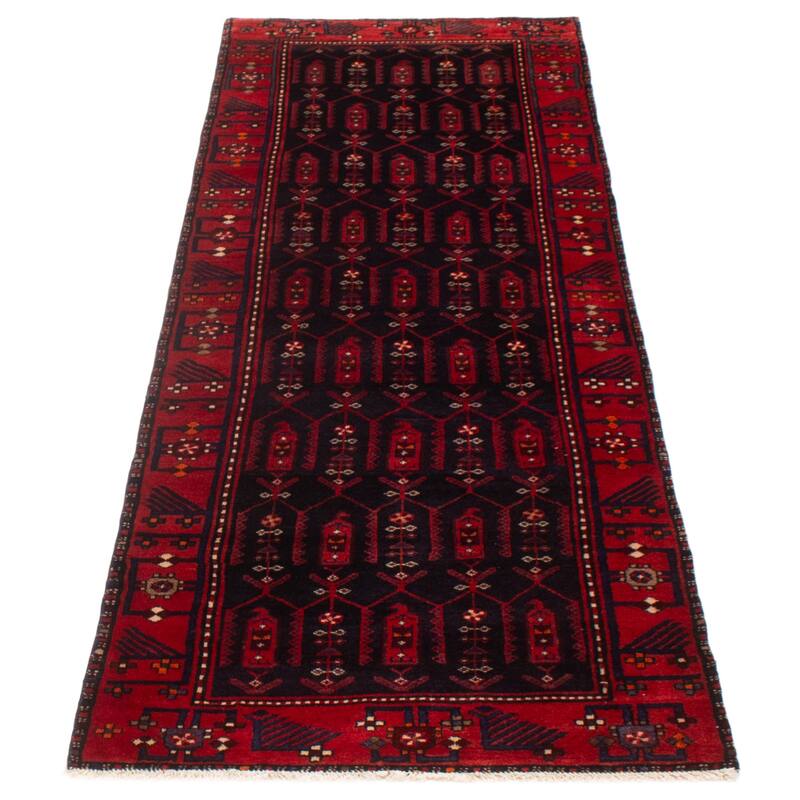 ECARPETGALLERY Hand-knotted Andelz Navy Wool Rug - 3'5 x 9'9