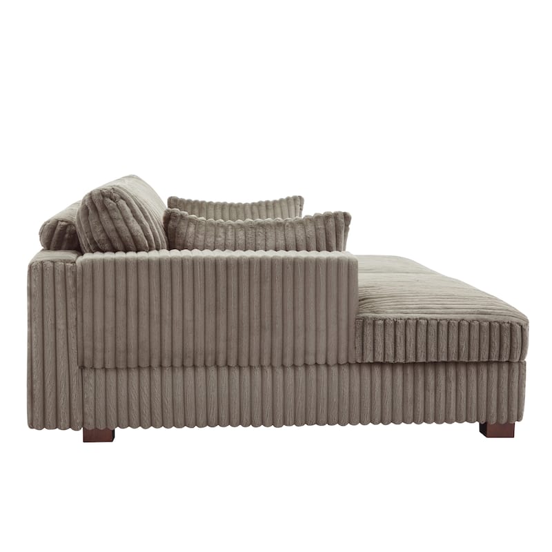 Sophia 84" W Plush Corduroy Chaise Lounge Modular Sectional Sofa