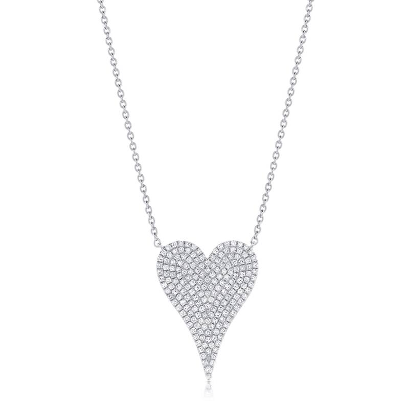 Joelle Collection Diamond Pave Heart Pendant 1/2 Cttw. 14K Gold - Heart Necklace