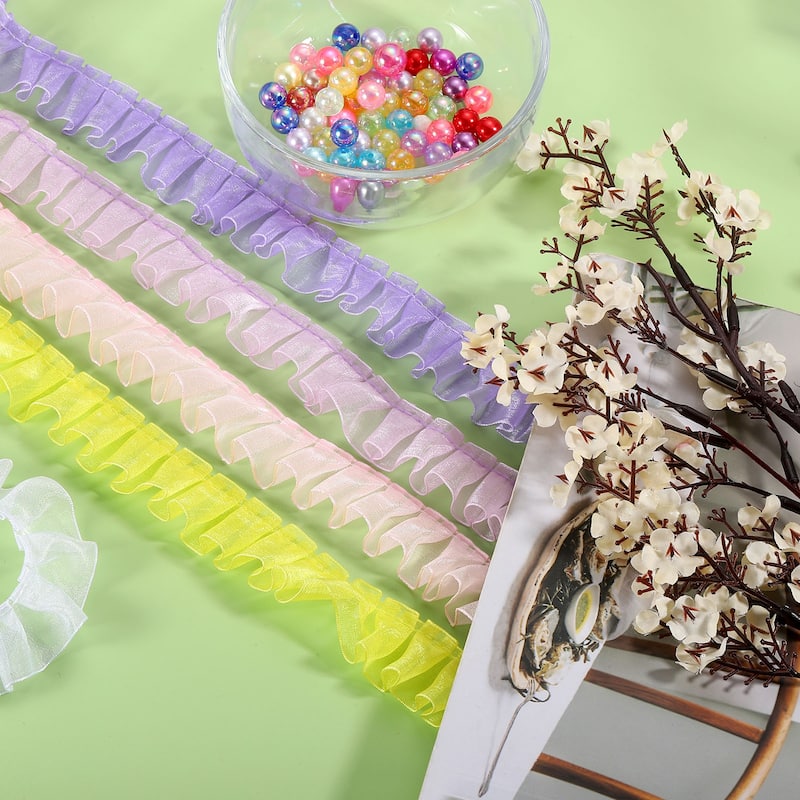 Ruffle Lace Ribbon Trim Pleated Lace Fabric Trim 11 Yard