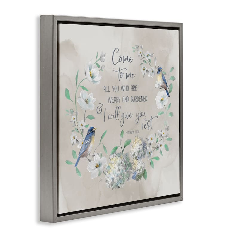 Stupell Comforting Proverb & Wreath Framed Floater Canvas Wall Art Design By Nan