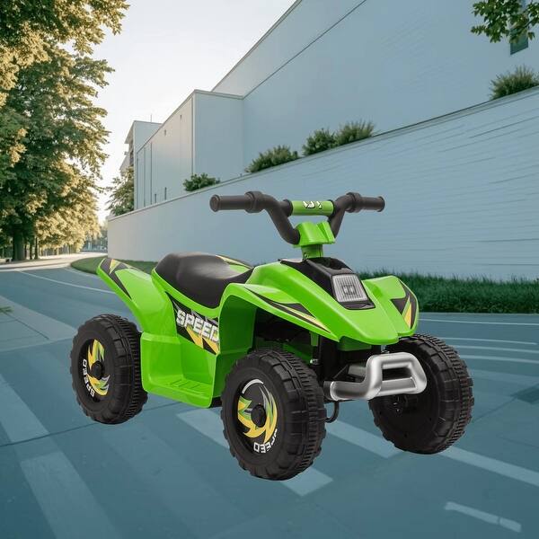 slide 2 of 8, Battery-Powered 6V Kids ATV Ride-On with Realistic Dashboard, 4-Wheels for Smooth Riding, and Forward and Reverse Control Green