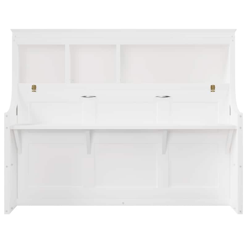 Murphy Bed with Desk Open Storage Shelves Twin Size