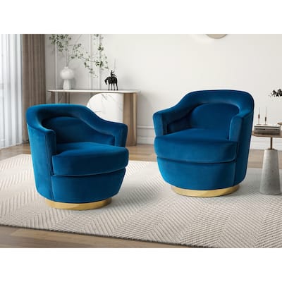 Kanstantin Modern Upholstered Swivel Barrel Chair with Golden Base Set Of 2 by HULALA HOME