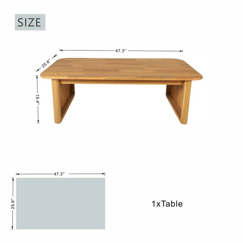 Modern Acacia Wood Rectangular Coffee Table