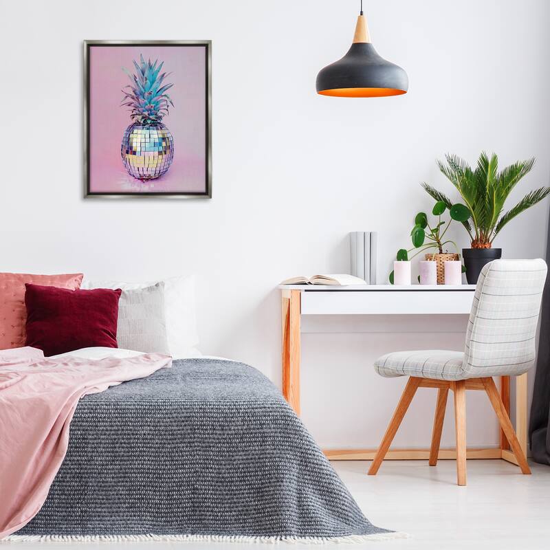 Stupell Dazzling Disco Ball Pineapple Framed Floater Canvas Wall Art Design By Arlington Prints