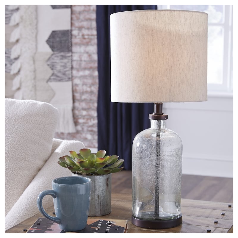 Bandile Modern Farmhouse Glass Table Lamp - 10"W x 10"D x 22"H