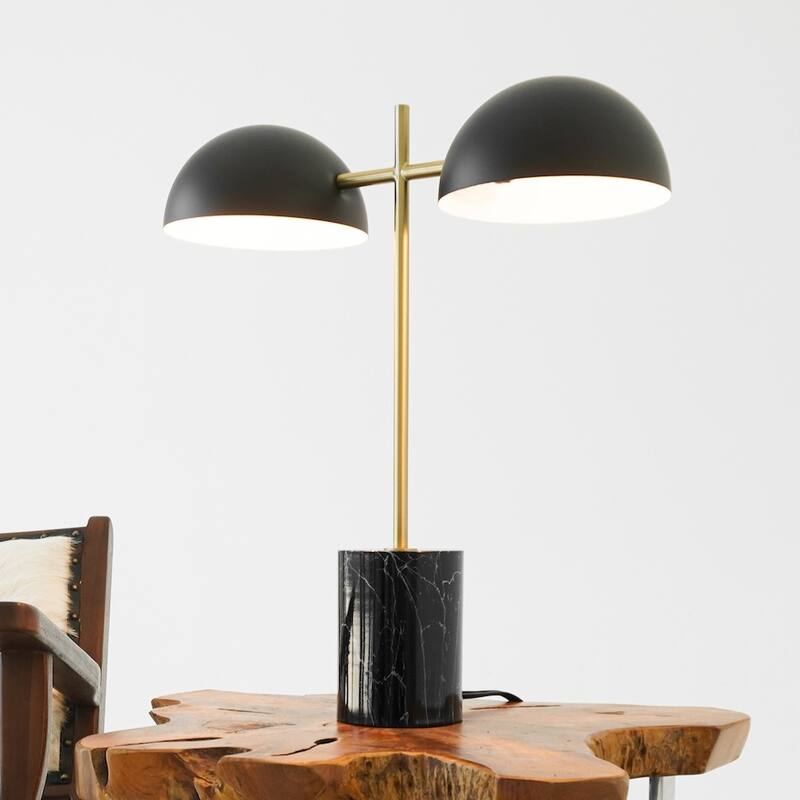 Lepo Dual Dome Modern Table Lamp with Marble Base - Black