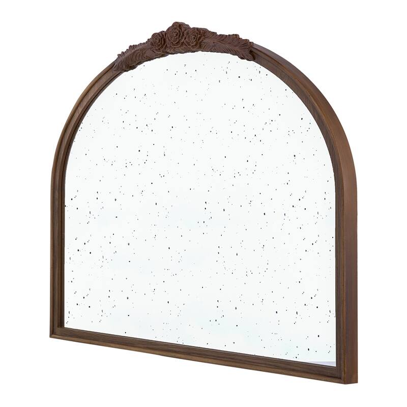 Hand Carved Rose Antique Mirror Frame Wood Arch Mirror Wall Decor