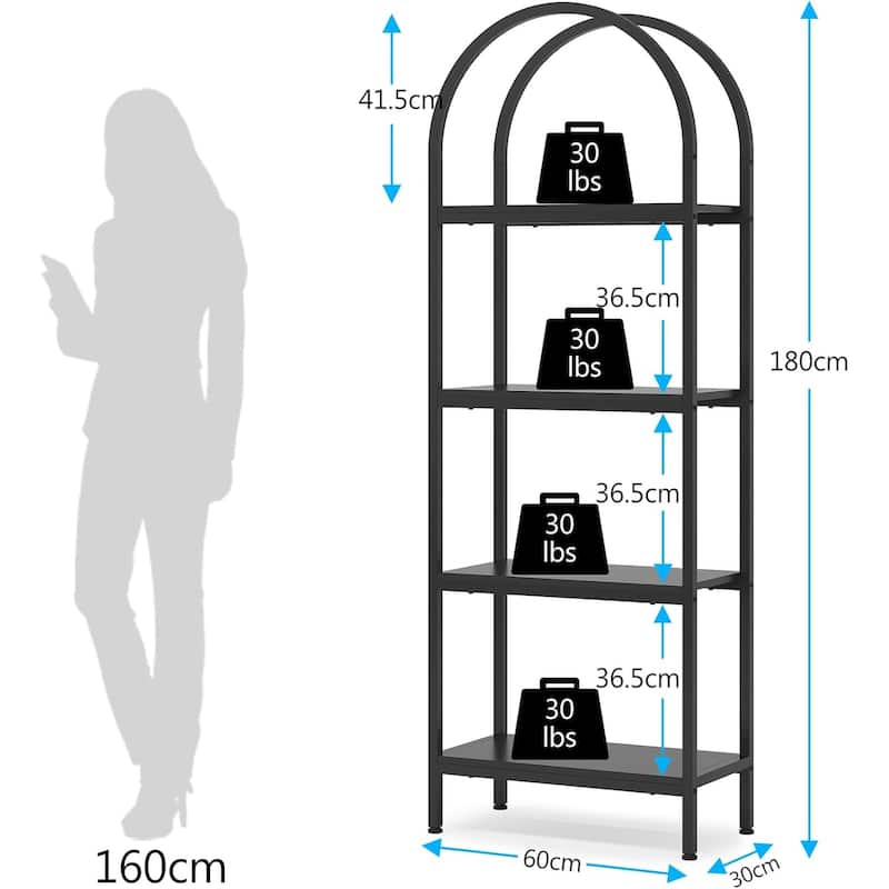 4-Tier Industrial Bookshelf, 70.8" Etagere Bookcase Free Standing Ladder Shelf for Living Room, Home Office
