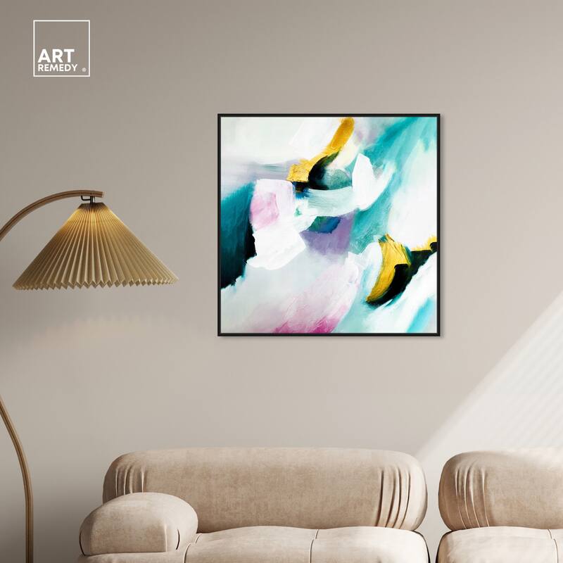 Art Remedy Still Violas Ii Framed Blue Abstract 1 Piece Canvas Wall Art