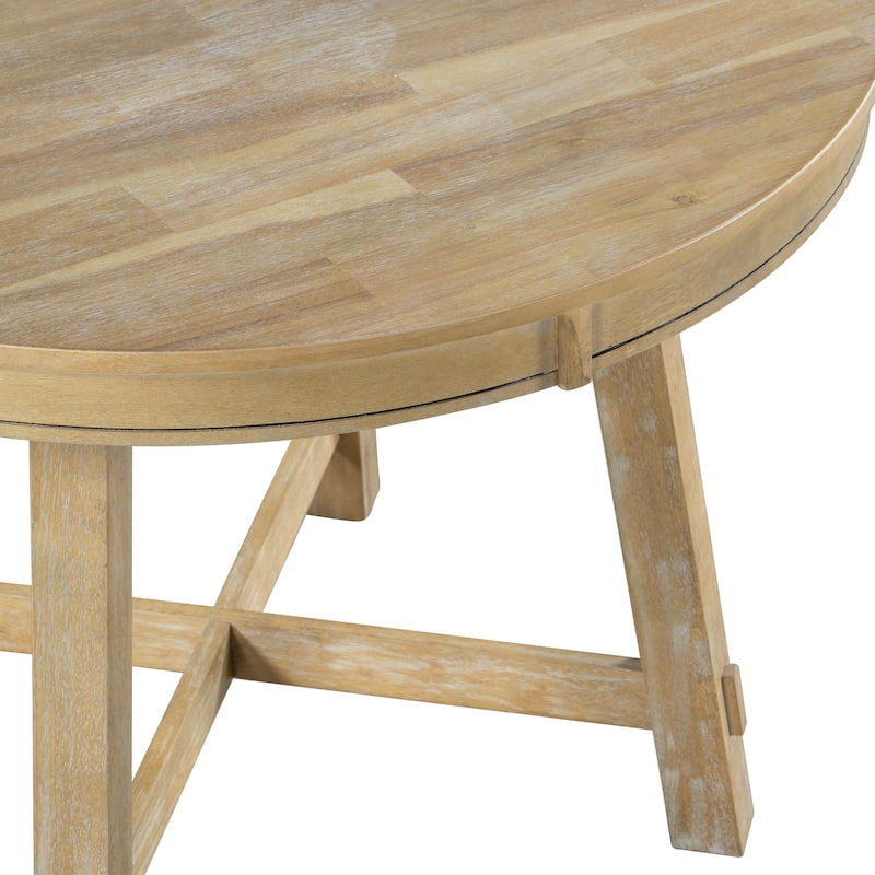 5-Piece Dining Set with Round Extendable Dining Table and Chairs