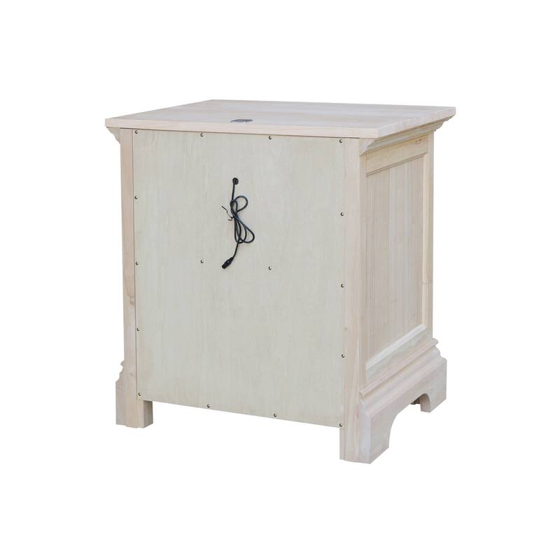 International Concepts Solid Wood 2-Drawer Nightstand with USB Charging Port