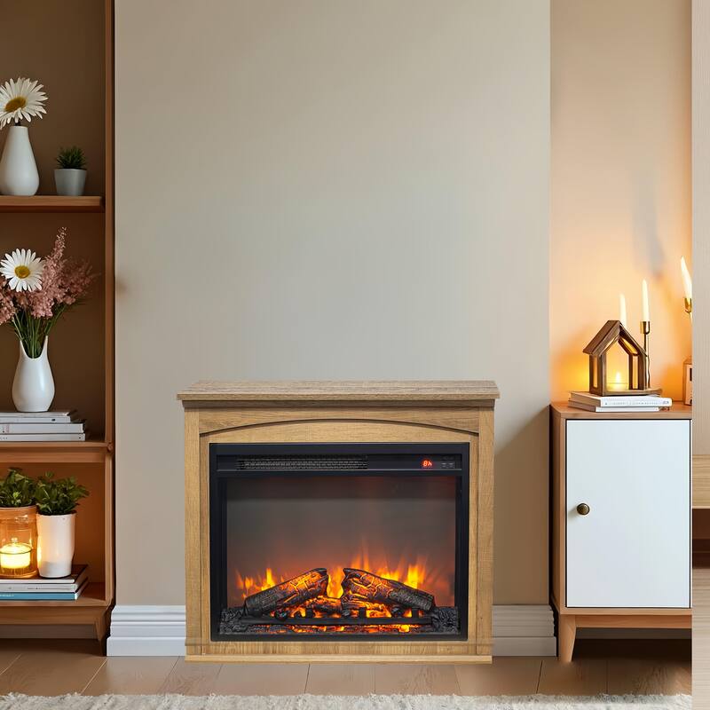 28 Inch TV Media Console with Built-In Electric Fireplace