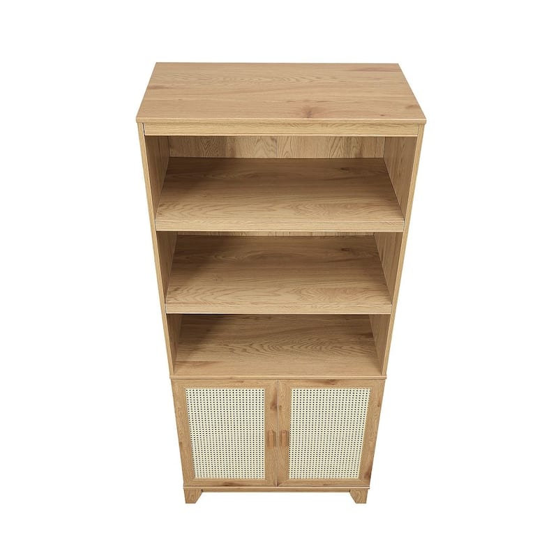 Manhattan Comfort Sheridan Modern Cane Adjustable Shelf Bookcase